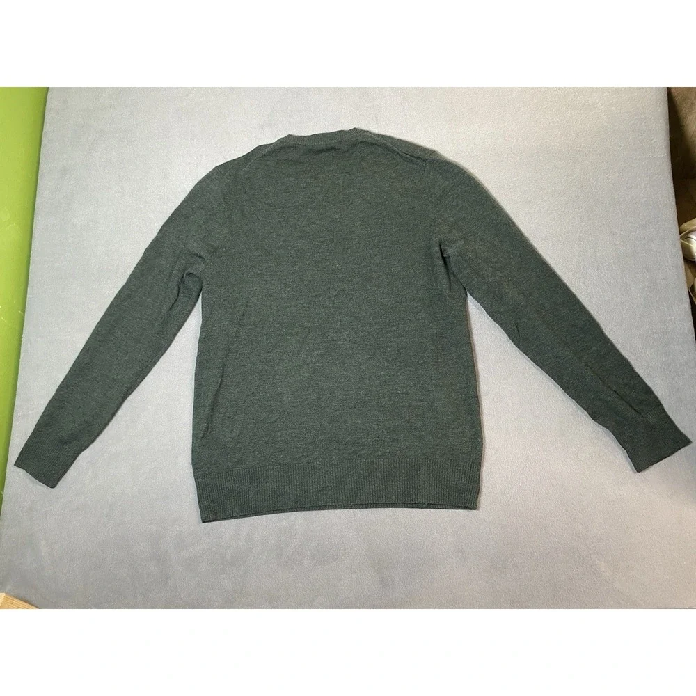 Banana Republic Men's Merino Wool Knit V-Neck Pullover Sweater Green Large